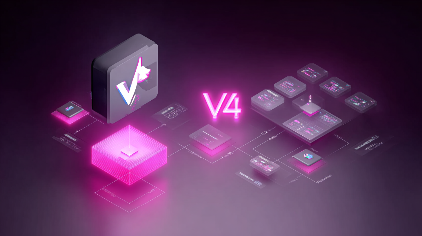 Comparison of Uniswap V4 versus earlier versions highlighting hooks and singleton design